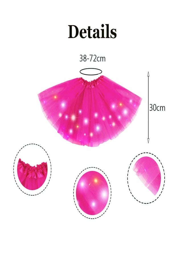 Bybyseno Girl Tutu Skirt, Light Up LED Ballet Tutu Skirt 2-8 Years Fluffy Ballet Dress Up Costume for Kids Party 3-Layer Multicolor Tutu Skirts (Rose) - Image 2